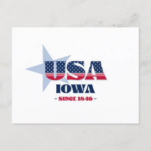 Iowa in roter, weißer und blauer Postkarte