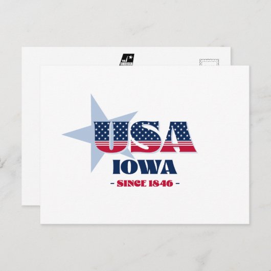 Iowa in roter, weißer und blauer Postkarte (Vorne/Hinten)