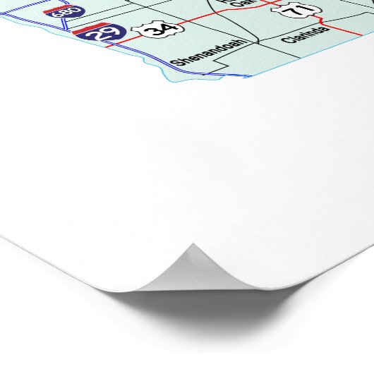 Iowa Interstate Map Print Poster (Ecke)