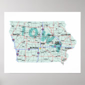 Iowa Interstate Map Print Poster (Vorne)