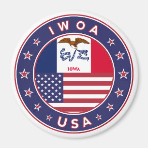 Iowa, Iowa-Aufkleber, Tasche, Uhr Magnet
