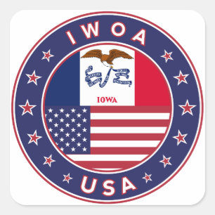 Iowa, Iowa-Aufkleber, Tasche, Uhr Quadratischer Aufkleber