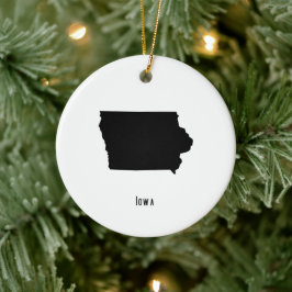 Iowa Karte - Schwarz und Weiß Moderne Iowa Karte Keramik Ornament
