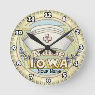 Iowa Krankenschwester Runde Wanduhr