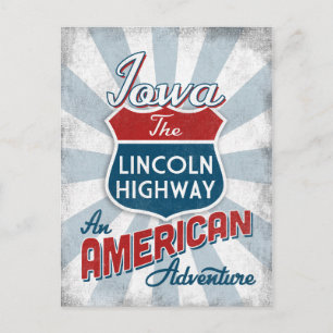 Iowa Lincoln Highway Vintag Amerika Postkarte