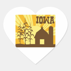 Iowa-Mais-Bauernhof Herz-Aufkleber