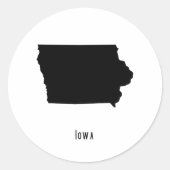 Iowa Map - Schwarz und Weiß Moderne Iowa Karte Tas Runder Aufkleber (Vorderseite)