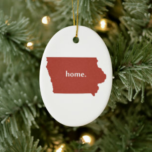 Iowa Map Shaped Zuhause Iowan Red Hawkeye Keramik Ornament