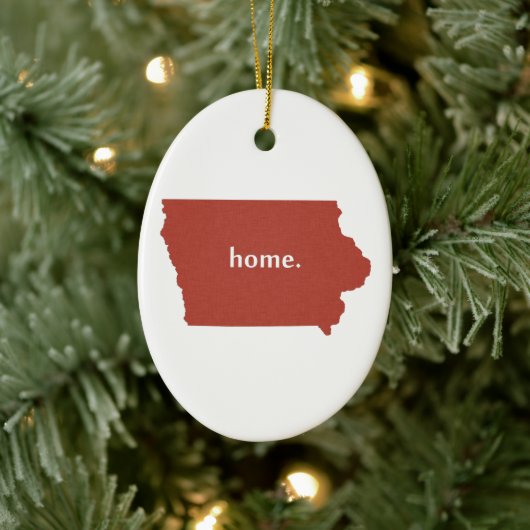 Iowa Map Shaped Zuhause Iowan Red Hawkeye Keramik Ornament (Baum)
