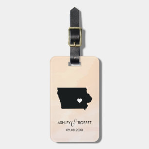 Iowa Map Wedding Luggage Tag, Couple's Name Gepäckanhänger