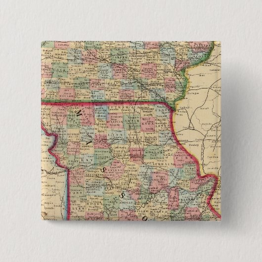 Iowa, Missouri Map von Mitchell Button (Vorderseite)