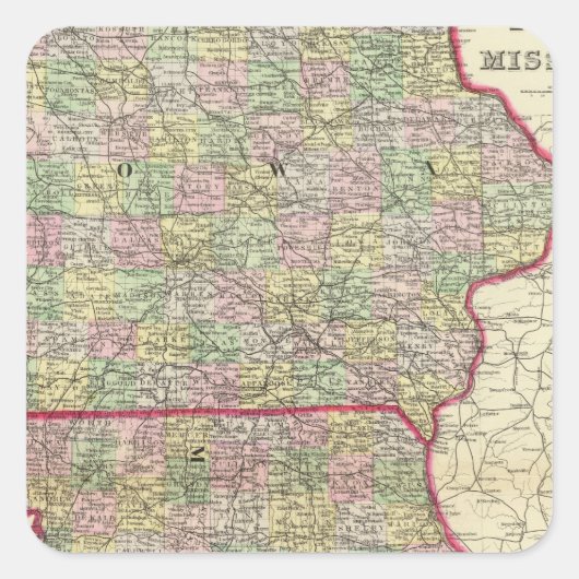 Iowa, Missouri Quadratischer Aufkleber (Vorderseite)