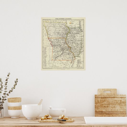 Iowa, Missouri und Illinois Poster (Küche)
