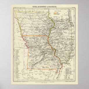 Iowa, Missouri und Illinois Poster