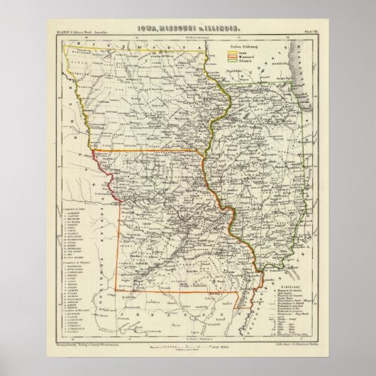 Iowa, Missouri und Illinois Poster (Vorne)