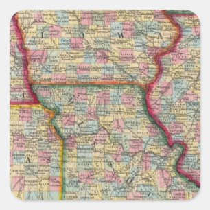 Iowa, Nebraska und Kansas Quadratischer Aufkleber