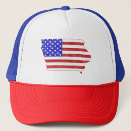 Iowa Patriotic Staat Shaped American Flag Truckerkappe