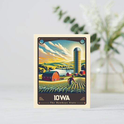 Iowa | Patriotischer Geist Vintag Postkarte (Stehend Vorderseite)