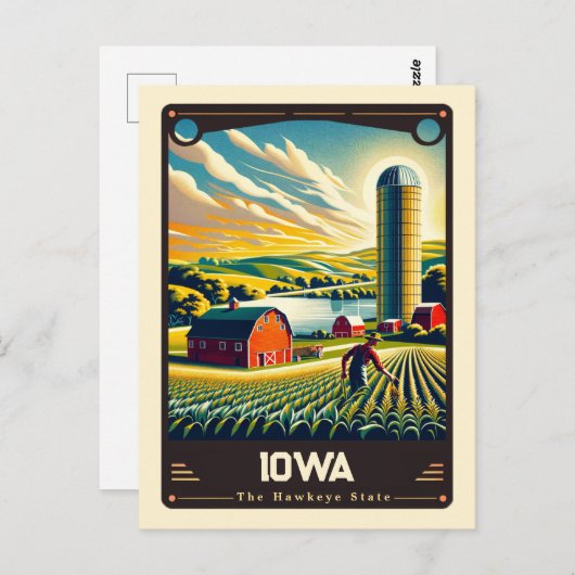 Iowa | Patriotischer Geist Vintag Postkarte (Vorne/Hinten)