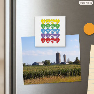 Iowa Pride Bunte Herzen, Geschenk für den Stolz au Magnet