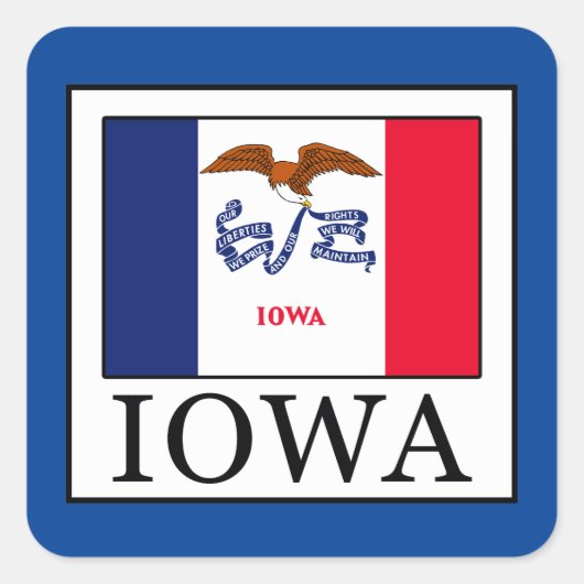 Iowa Quadratischer Aufkleber (Vorderseite)