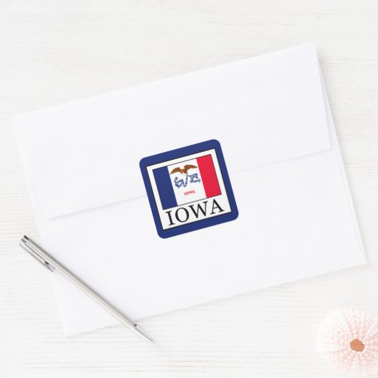 Iowa Quadratischer Aufkleber (Umschlag)