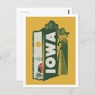 Iowa Retro Reisedesign Iconic US Staaten Postkarte