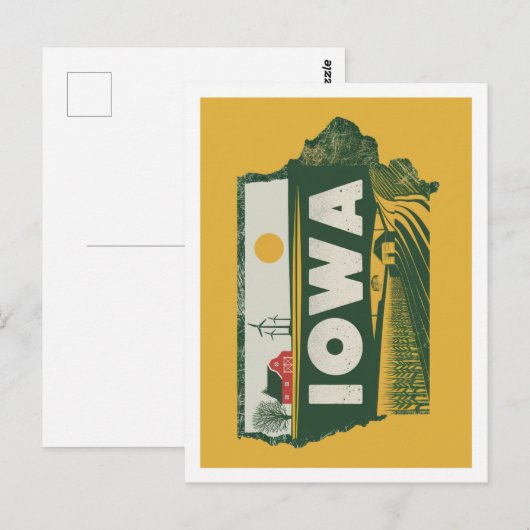 Iowa Retro Reisedesign Iconic US Staaten Postkarte (Vorne/Hinten)