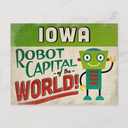 Iowa Robot - Funny Vintag Postkarte (Vorderseite)