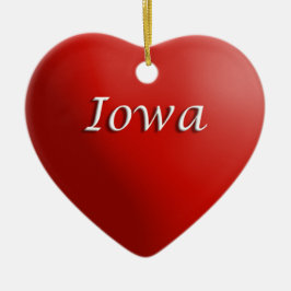 Iowa Rotes Herz Keepake-Ornament Keramikornament