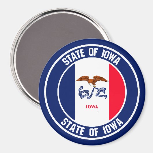 Iowa Round Emblem Magnet (Vorderseite/Rückseite)