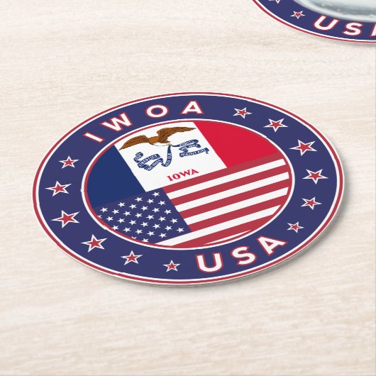 Iowa Runder Pappuntersetzer (Angewinkelt)
