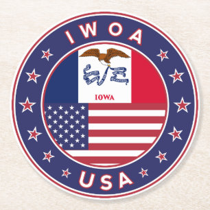 Iowa Runder Pappuntersetzer