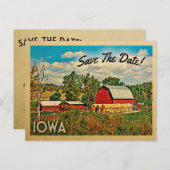 Iowa Save the Date Bauernstall Rustikal Ankündigungspostkarte (Vorne/Hinten)