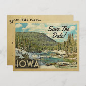 Iowa Save the Date Mountains River Snow Ankündigungspostkarte (Vorne/Hinten)