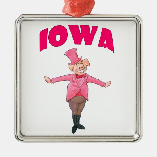 Iowa-Schwein Quadratisches Silberfarbenes Ornament