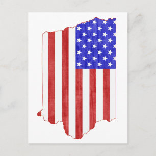 Iowa Shaped American Flag Hawkeye Patriotic Iowan Postkarte