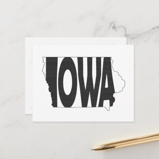 Iowa Shaped Hawkeye Staat Name Iowan Word Art Postkarte (Vorderseite/Rückseite Beispiel)