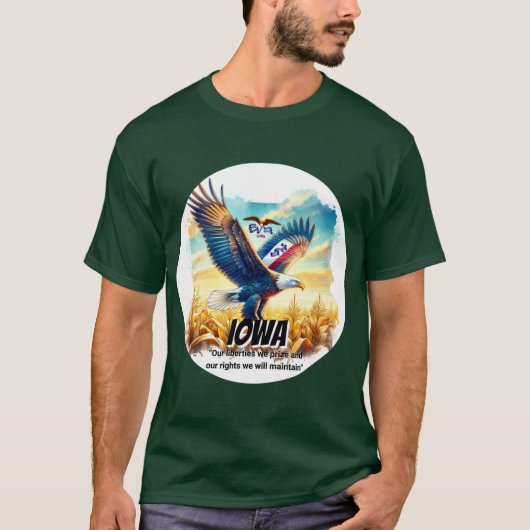 Iowa Soaring Spirit of the Bald Eagle State Animal T-Shirt (Vorderseite)