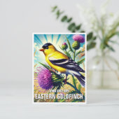 Iowa Staat Bird Eastern Goldfinch Postkarte (Stehend Vorderseite)