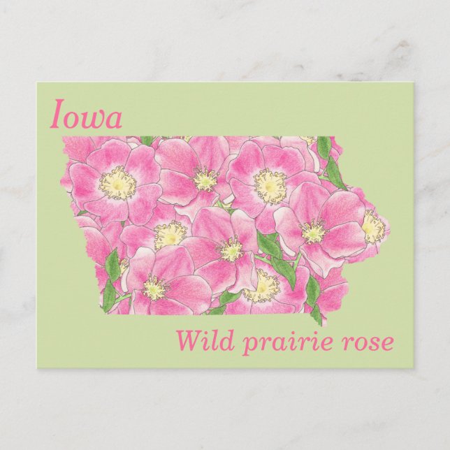 Iowa Staat Blume Collage Map Postkarte (Vorderseite)