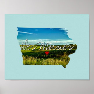 Iowa Staat Foto-Eingabe und Ortsname Poster