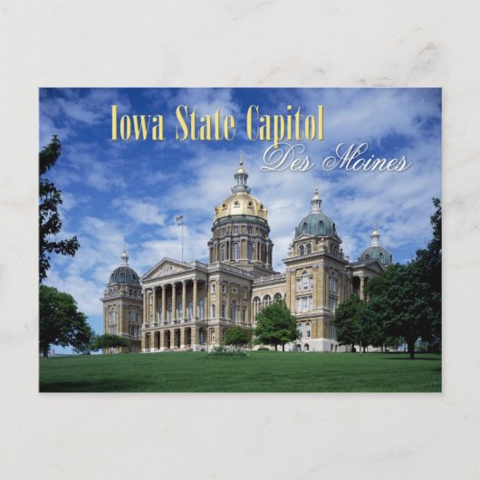 Iowa Staat Hauptstadt in Des Moines Postkarte (Vorderseite)