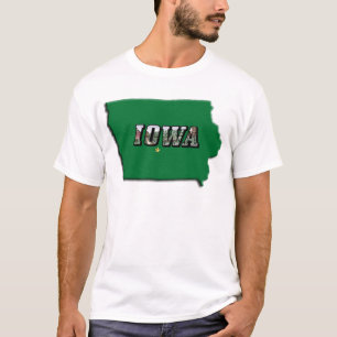 Iowa Staat Karte Green Kontur & Foto Text Unisex T-Shirt