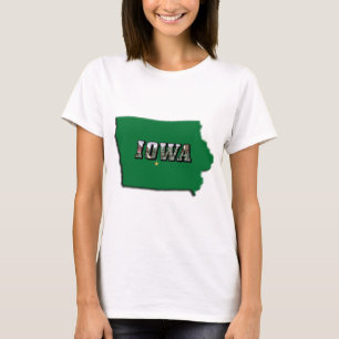 Iowa Staat Karte Grüne Kontur & Foto Text Frauen T-Shirt