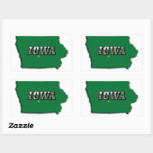 Iowa Staat Karte Grüne Kontur und Foto Text Rechteckiger Aufkleber (Blatt)
