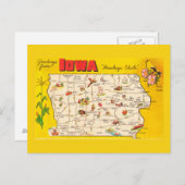 Iowa Staat Karte Postkarte (Vorne/Hinten)