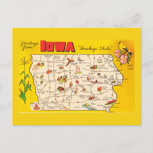 Iowa Staat Karte Postkarte (Vorderseite)