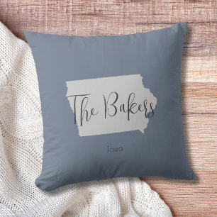 Iowa Staat Kontur Familienname Throw Kissen