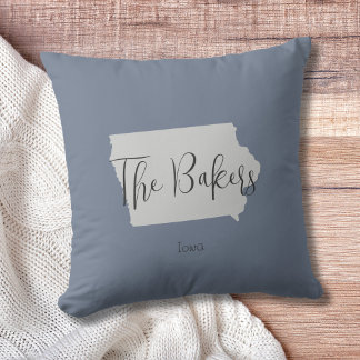Iowa Staat Kontur Familienname Throw Kissen